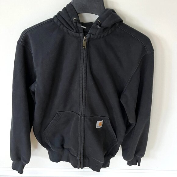 Men's Carhartt Black Rain Defender Loose Fit Full Zip Hooded Sweatshirt Size S - Picture 1 of 5